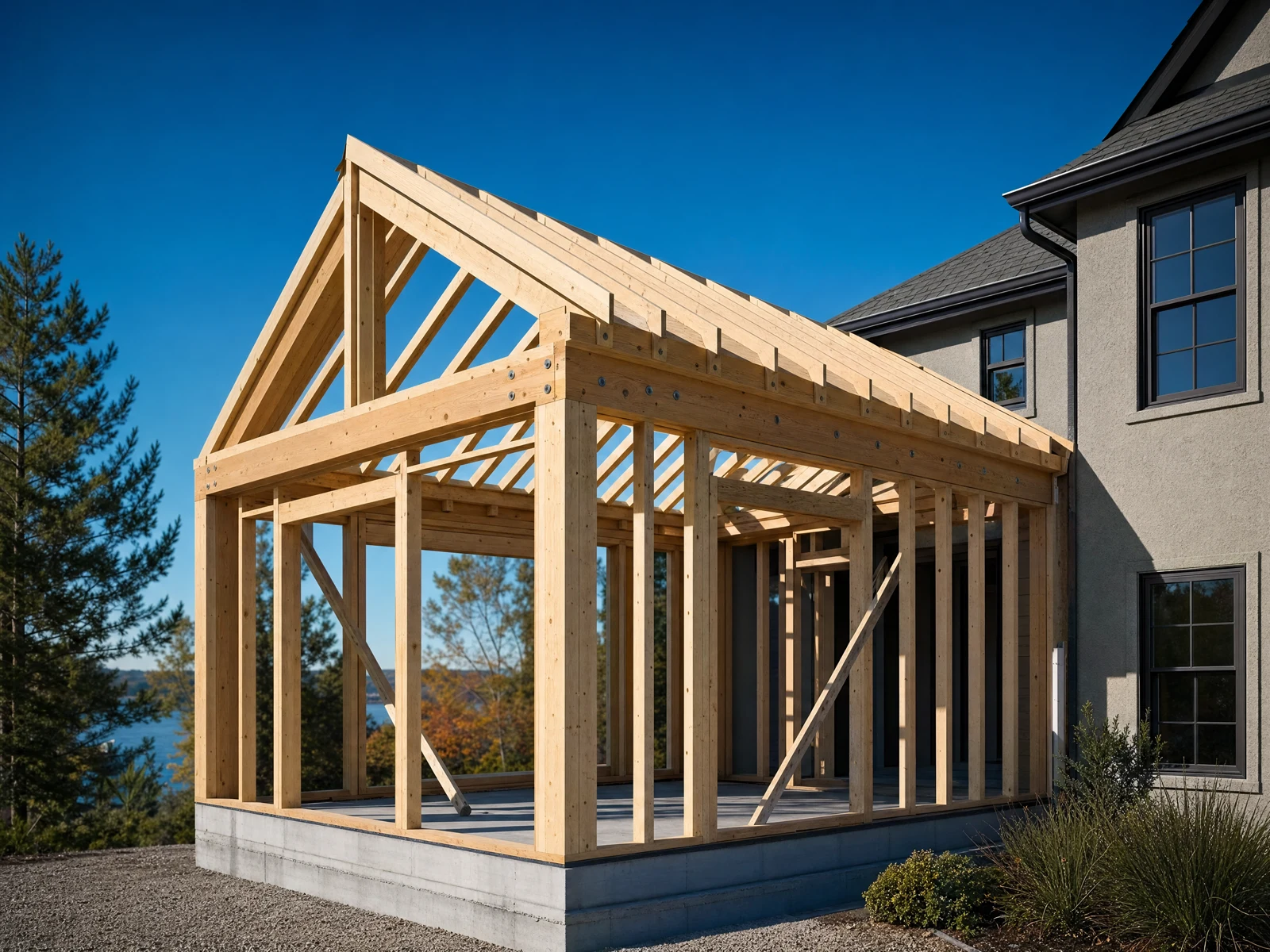 Illustrative concept: Clean home addition with clearly defined architectural massing
